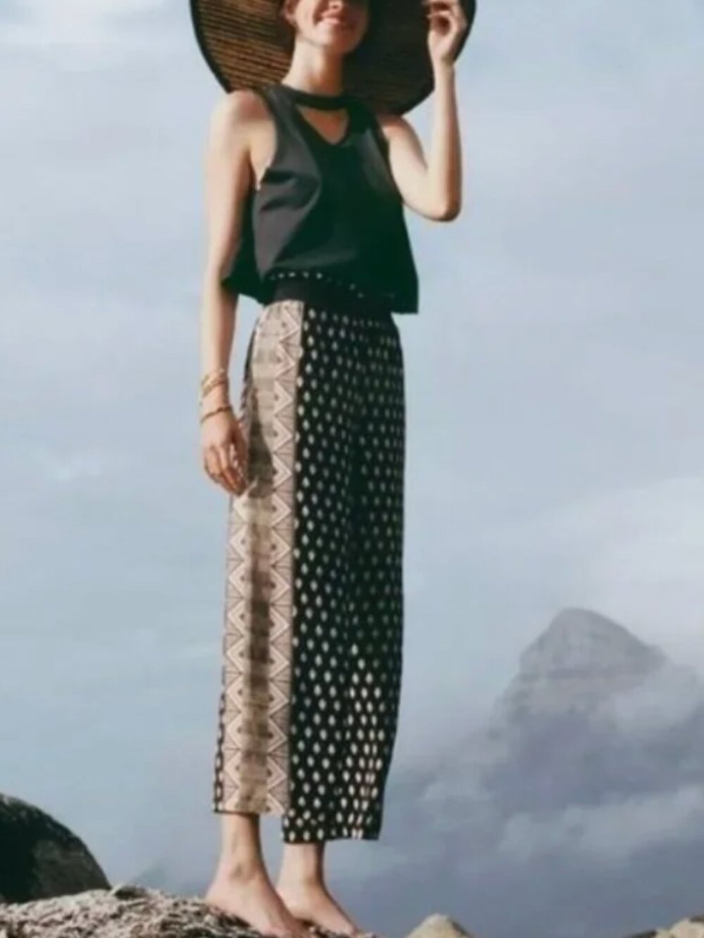 NWT Anthropologie Maeve Rooibos Wide Leg Cropped Pull On Casual Pants Size 6